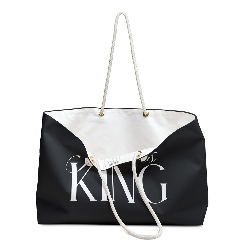 Jesus Is King |  Weekender Bag | Large Black Christian Travel Tote.