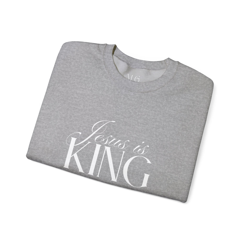Jesus Is King Script Sweatshirt | Christian Pullover Daughter of the King on back.