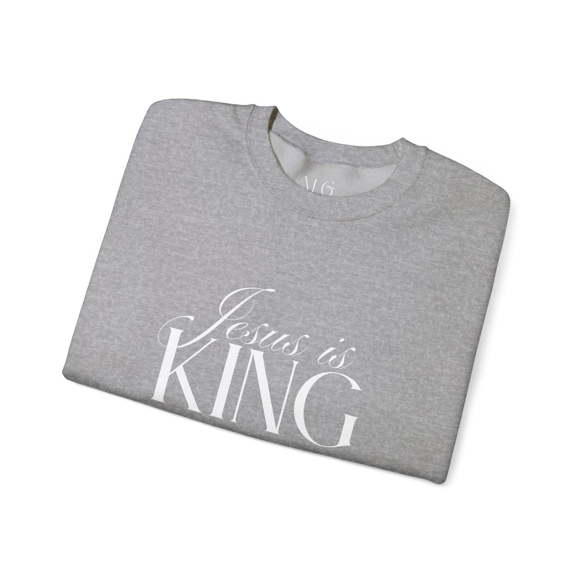 Jesus Is King Script Sweatshirt | Christian Pullover Daughter of the King on back.