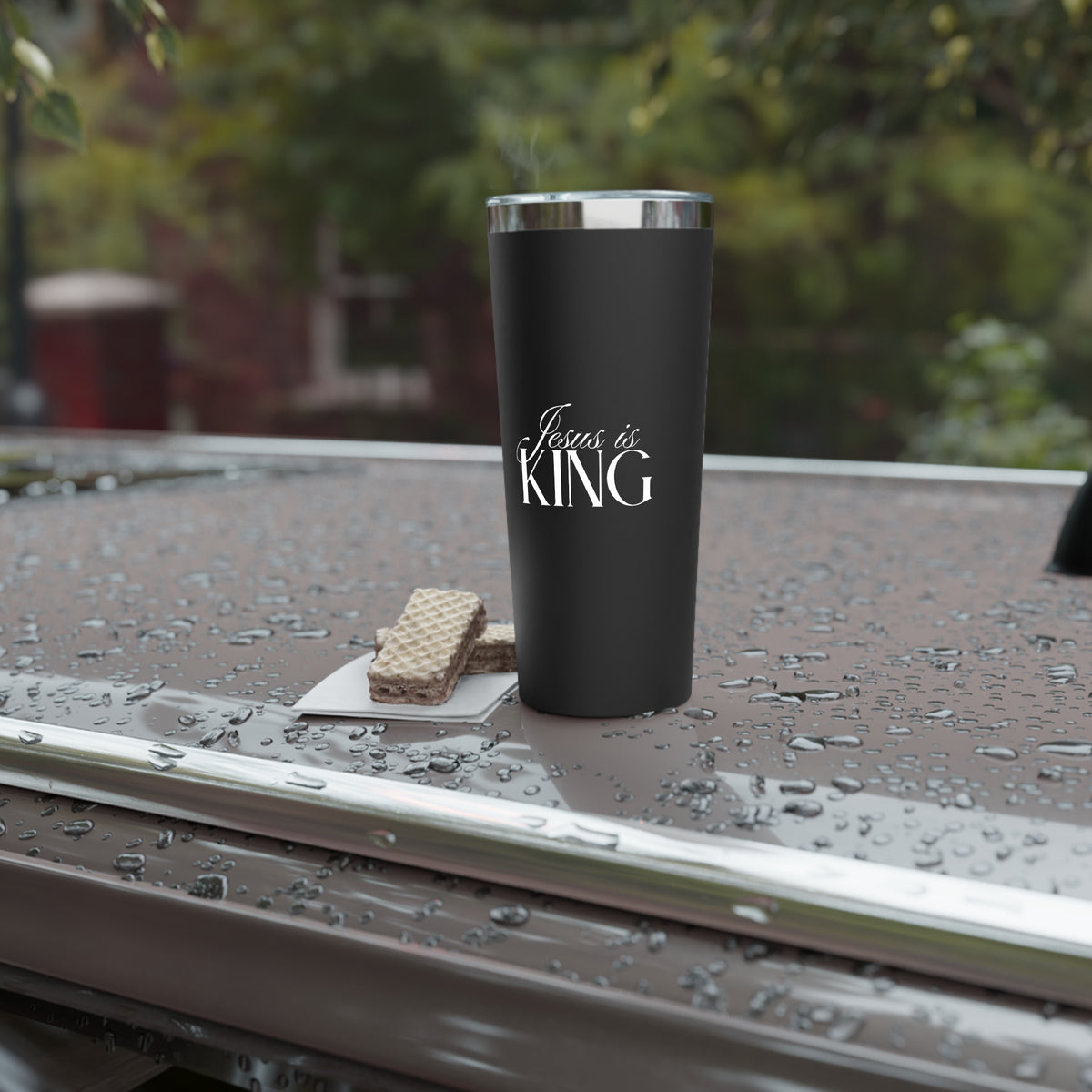 Jesus Is King | Copper Vacuum Insulated Tumbler | Black | 22oz.