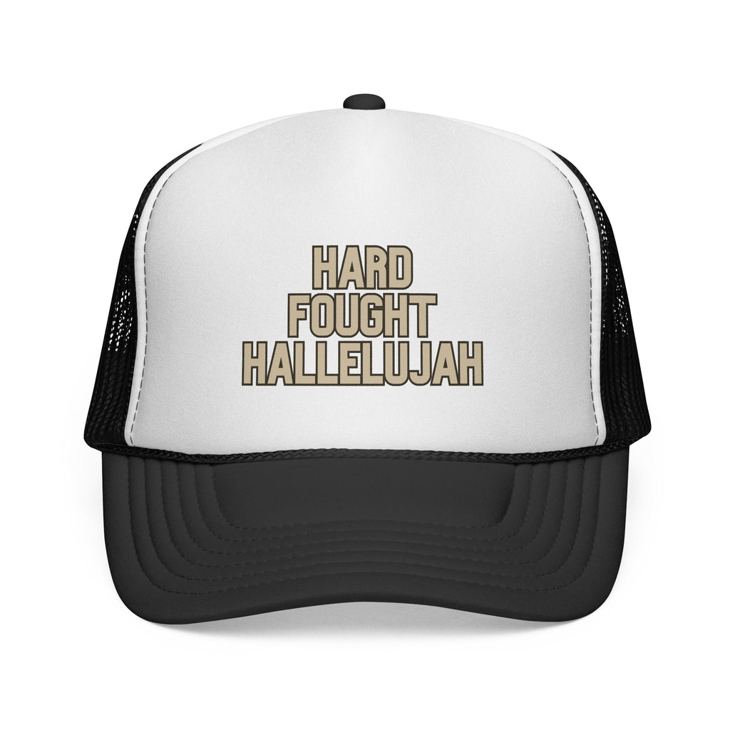 Hard Fought Hallelujah Trucker Hat | Tan Christian Cap
