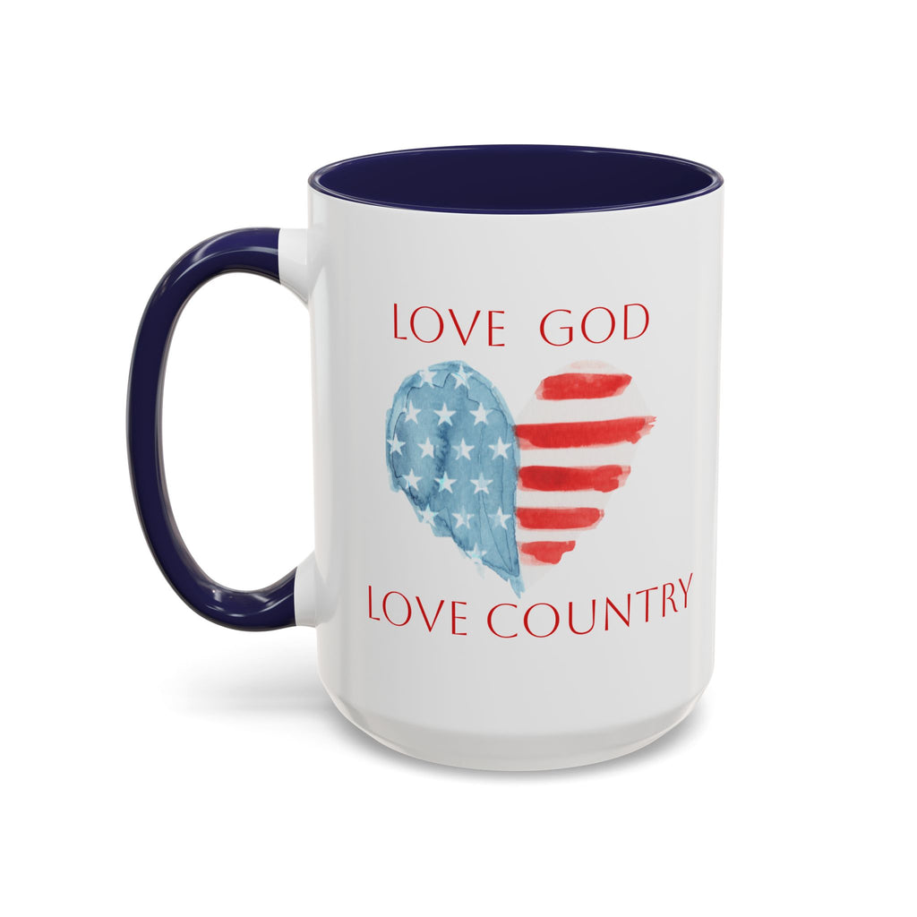 American Patriotic Heart Mug | Faithful Morning Beverage | Accent Mug | 15 oz