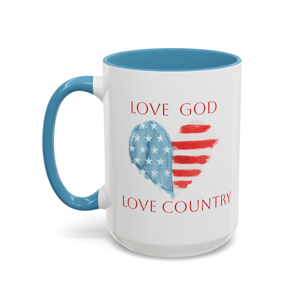 American Patriotic Heart Mug | Faithful Morning Beverage | Accent Mug | 15 oz