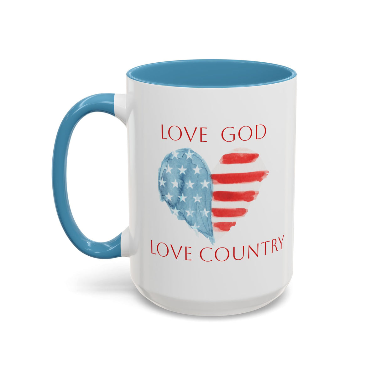 American Patriotic Heart Mug | Faithful Morning Beverage | Accent Mug | 15 oz