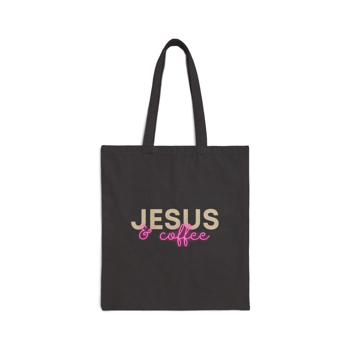 Jesus and Coffee - Black Cotton Tote Bag.