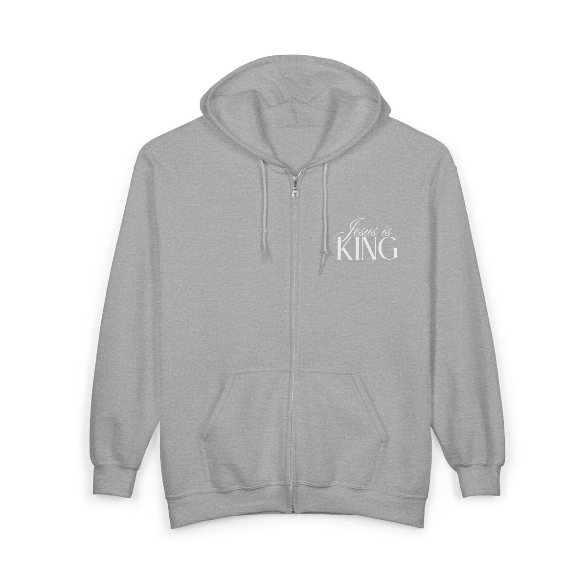 Jesus Is King | Christian Zip Up Hoodie with Bible Verse on Back.