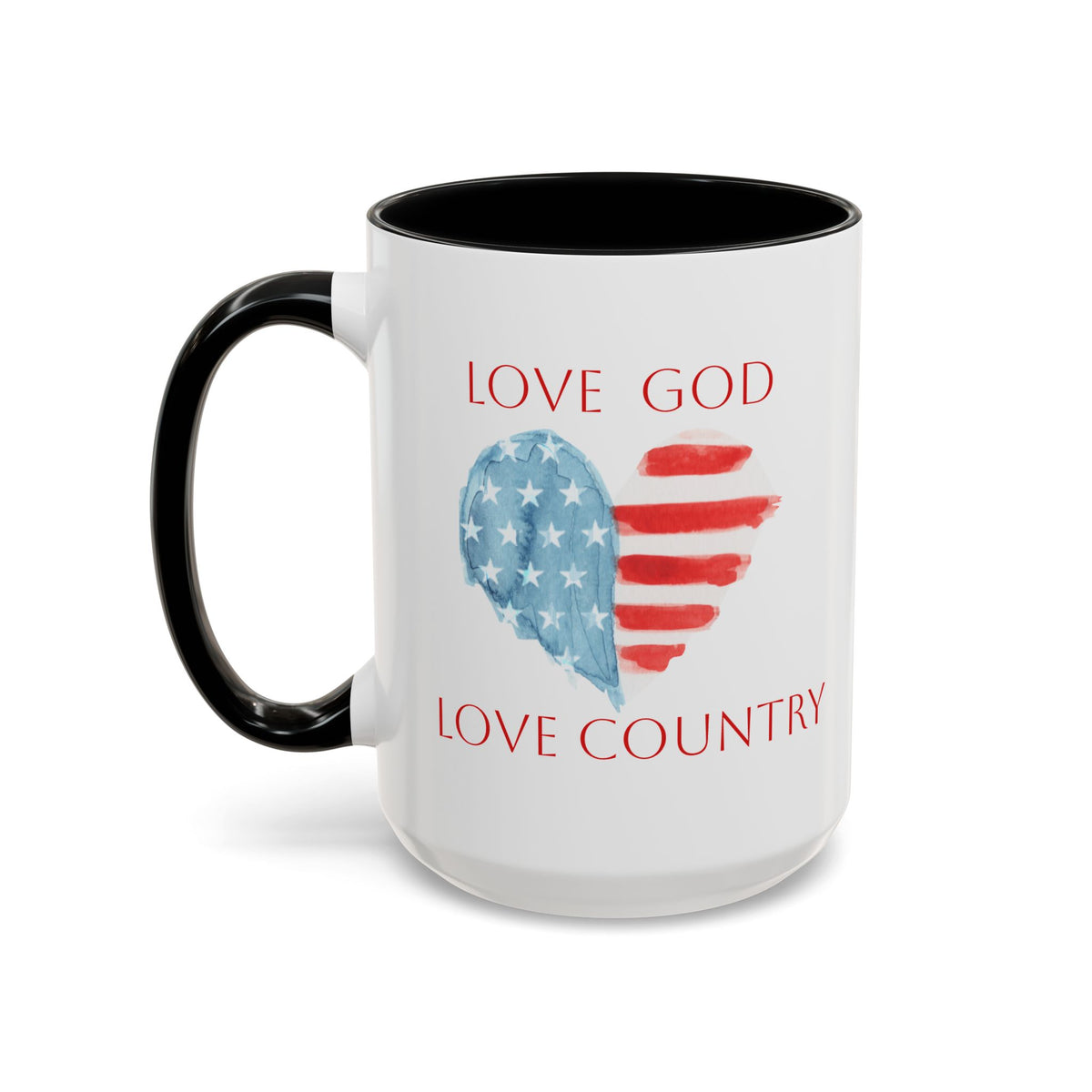 American Patriotic Heart Mug | Faithful Morning Beverage | Accent Mug | 15 oz