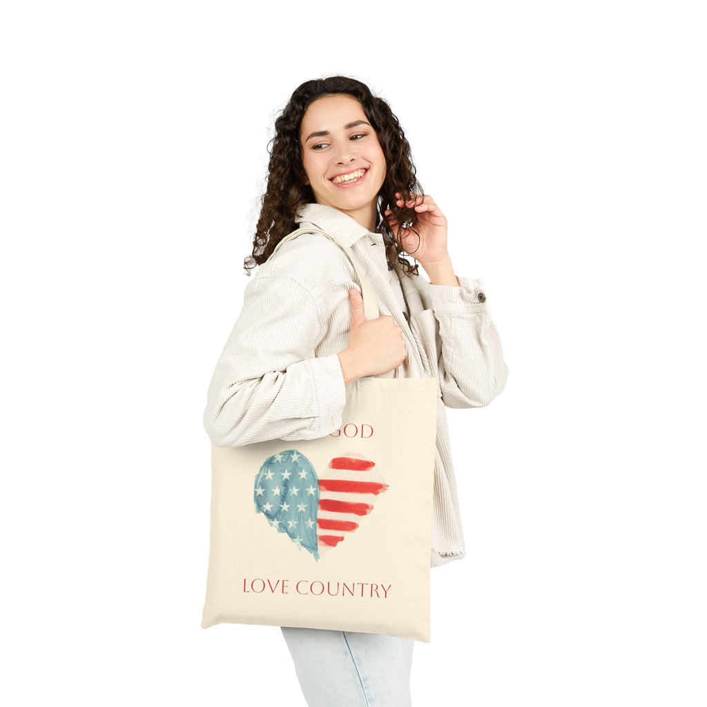 American Patriotic Heart | Tote Bag, Eco-Friendly Shopping Bag.