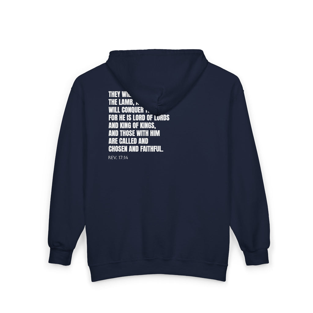 Jesus Is King | Christian Zip Up Hoodie with Bible Verse on Back.
