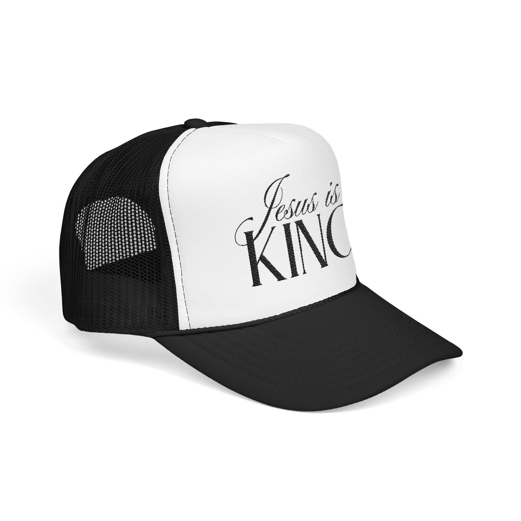 Jesus Is King Trucker Hat | Christian Embroidered Foam Mesh Cap.