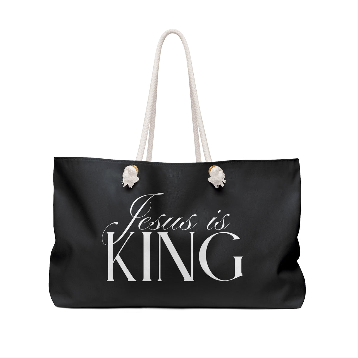 Jesus Is King |  Weekender Bag | Large Black Christian Travel Tote.