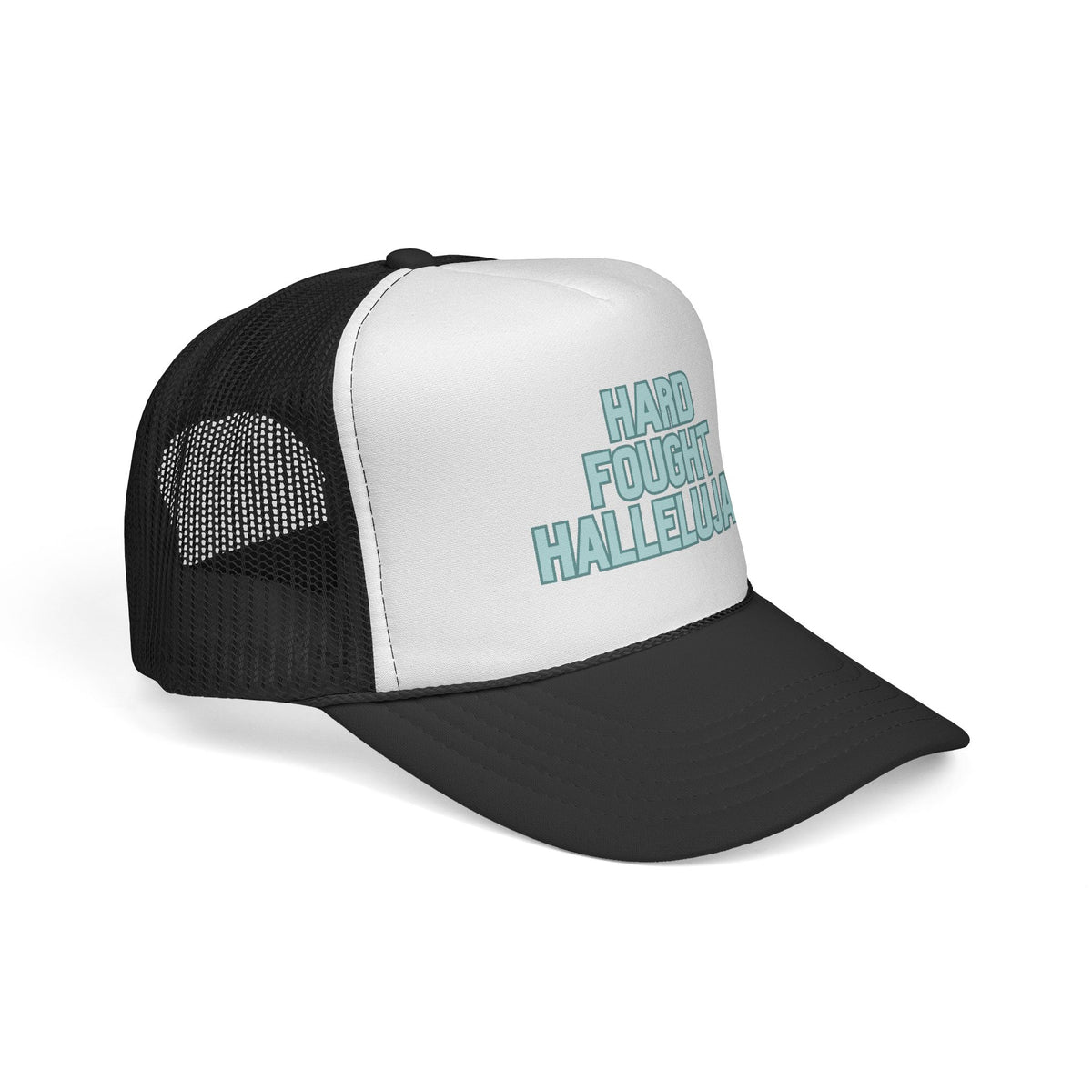 Hard Fought Hallelujah Trucker Hat | Teal Christian Cap