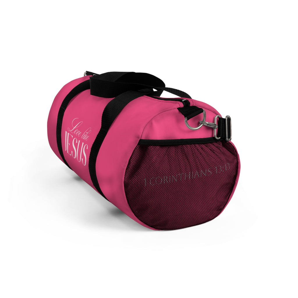 Love Like Jesus | Pink Stylish Duffel Bag.
