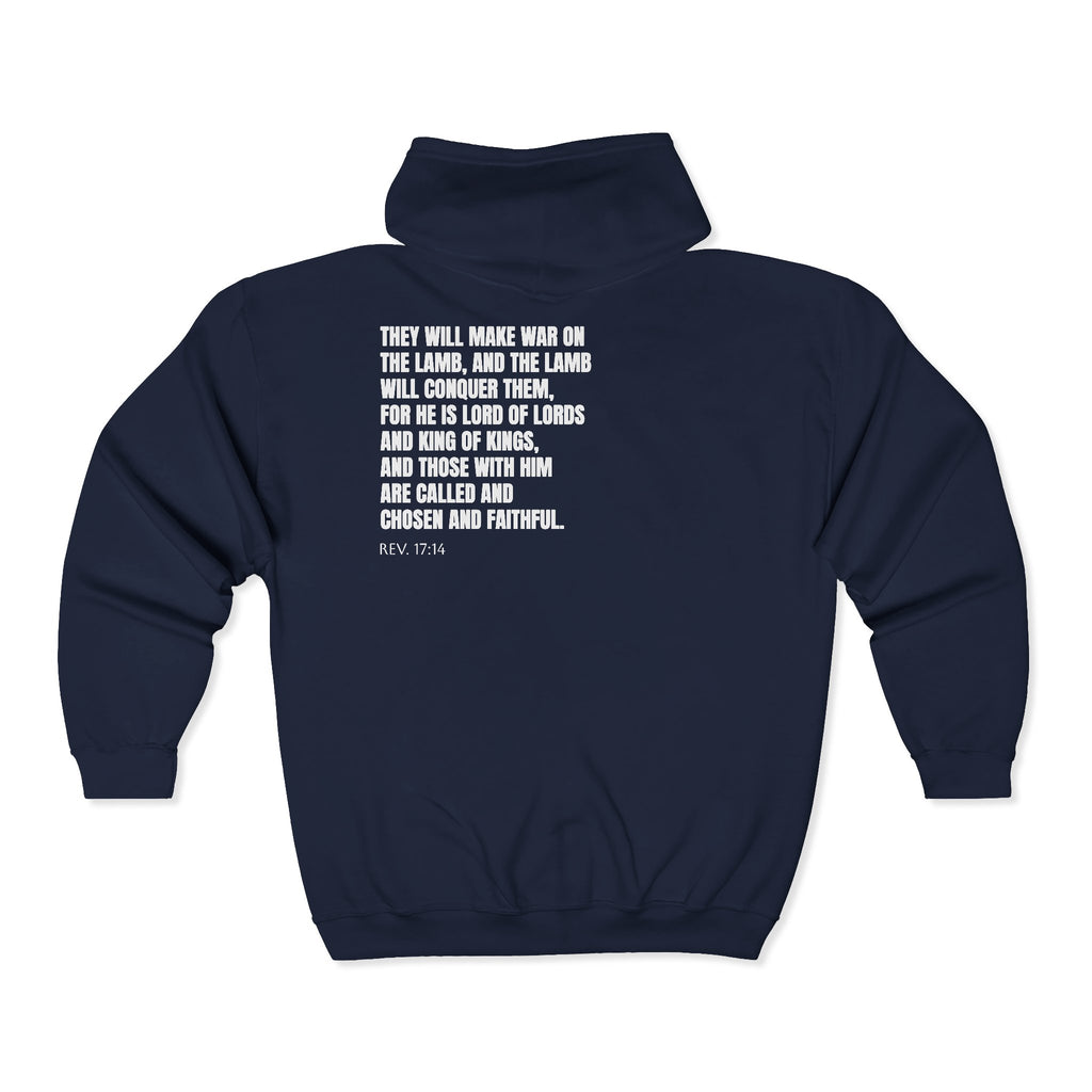 Jesus Is King | Christian Zip Up Hoodie with Bible Verse on Back.
