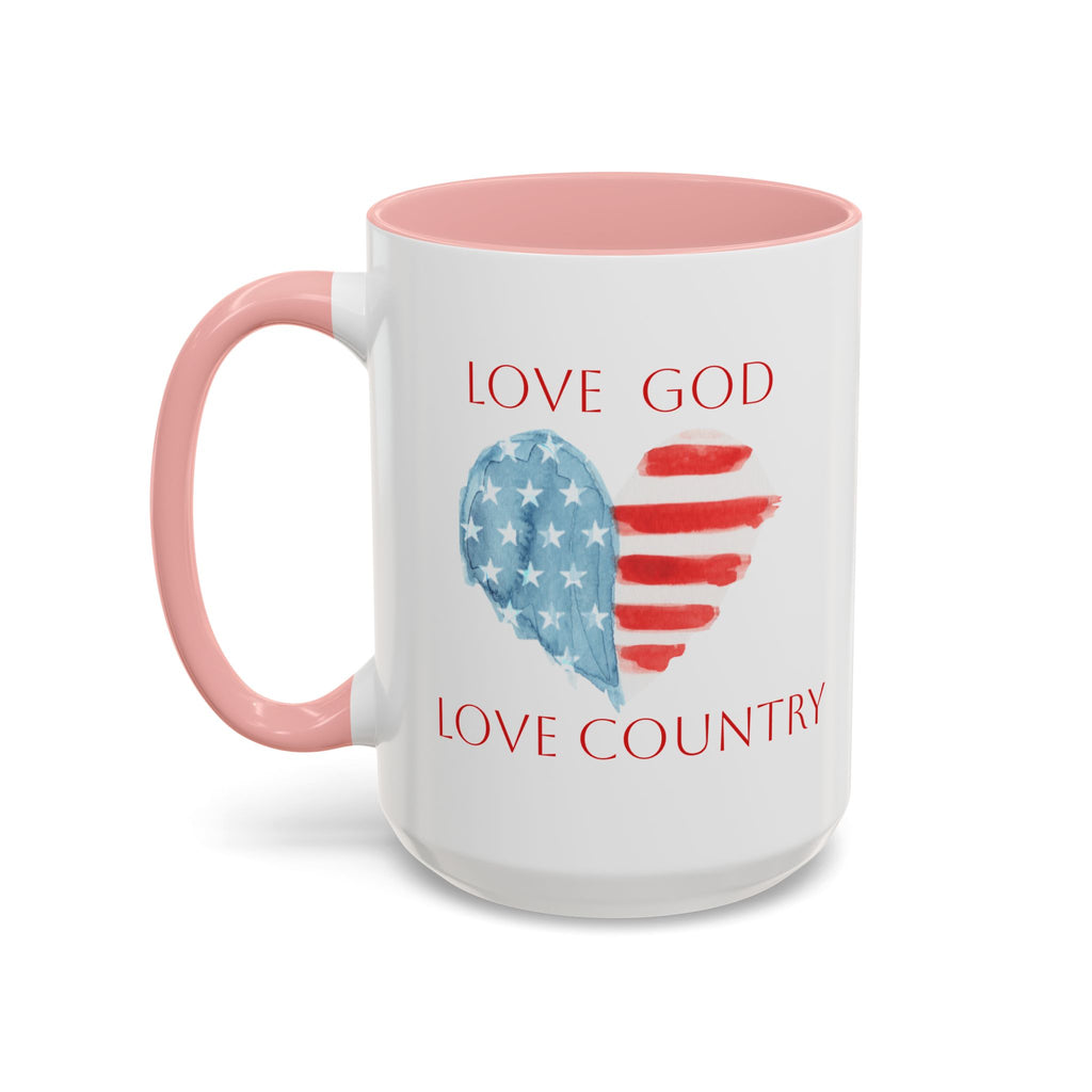 American Patriotic Heart Mug | Faithful Morning Beverage | Accent Mug | 15 oz
