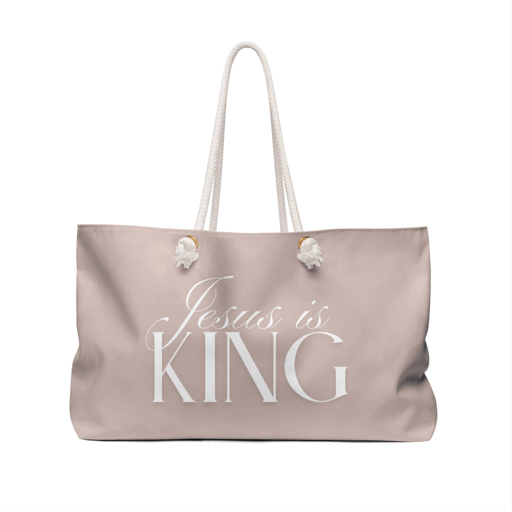 Jesus Is King | Weekender Bag, Large Nude Christian Travel Tote.