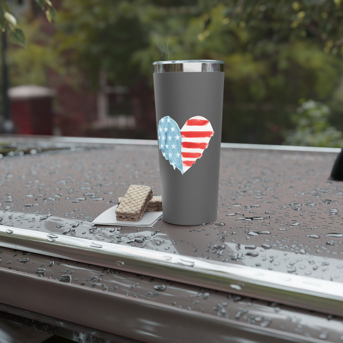 American Patriotic Heart, Diamonds Tumbler | Personalized Insulated Travel Mug, 22 oz.