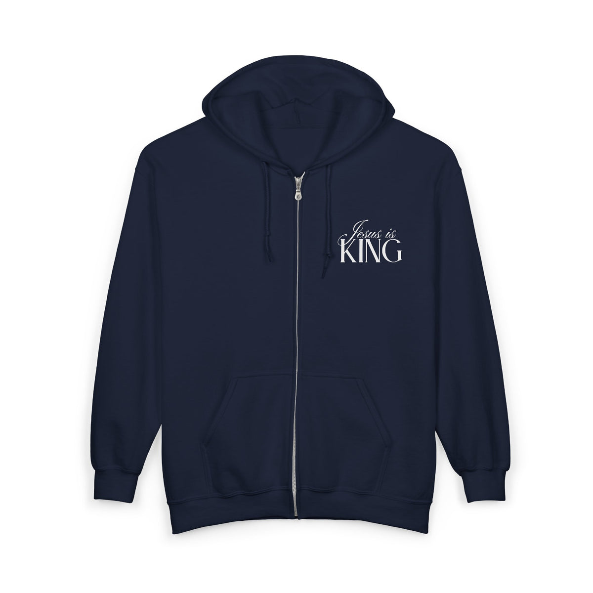 Jesus Is King | Christian Zip Up Hoodie with Bible Verse on Back.