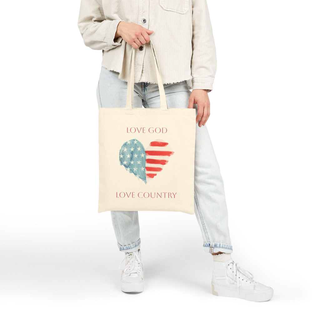 American Patriotic Heart | Tote Bag, Eco-Friendly Shopping Bag.