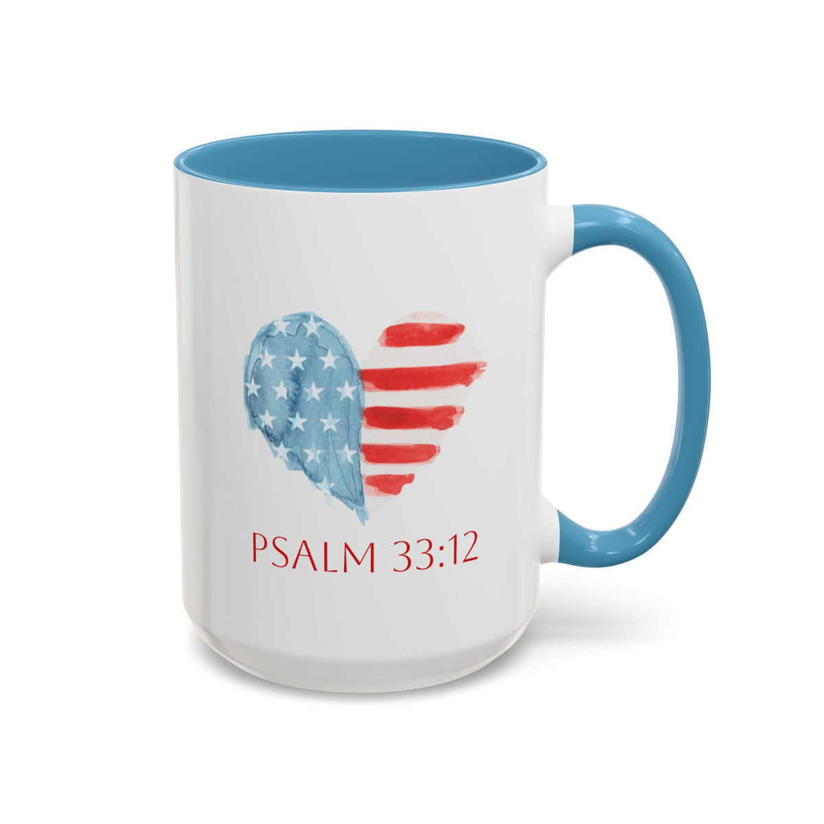 American Patriotic Heart Mug | Faithful Morning Beverage | Accent Mug | 15 oz