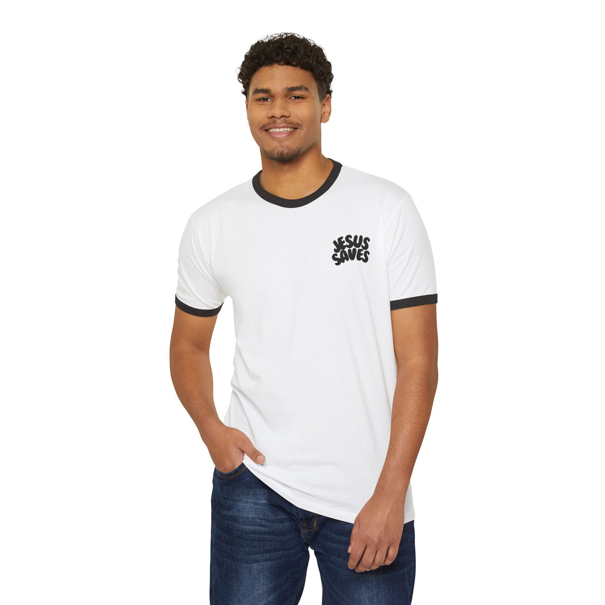 Jesus Saves| Unisex Vintage Ringer T-Shirt.