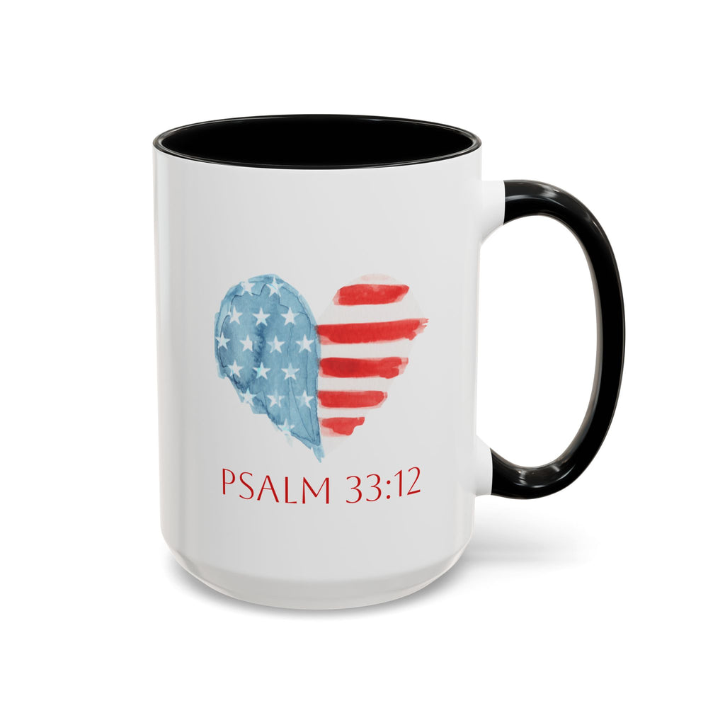American Patriotic Heart Mug | Faithful Morning Beverage | Accent Mug | 15 oz