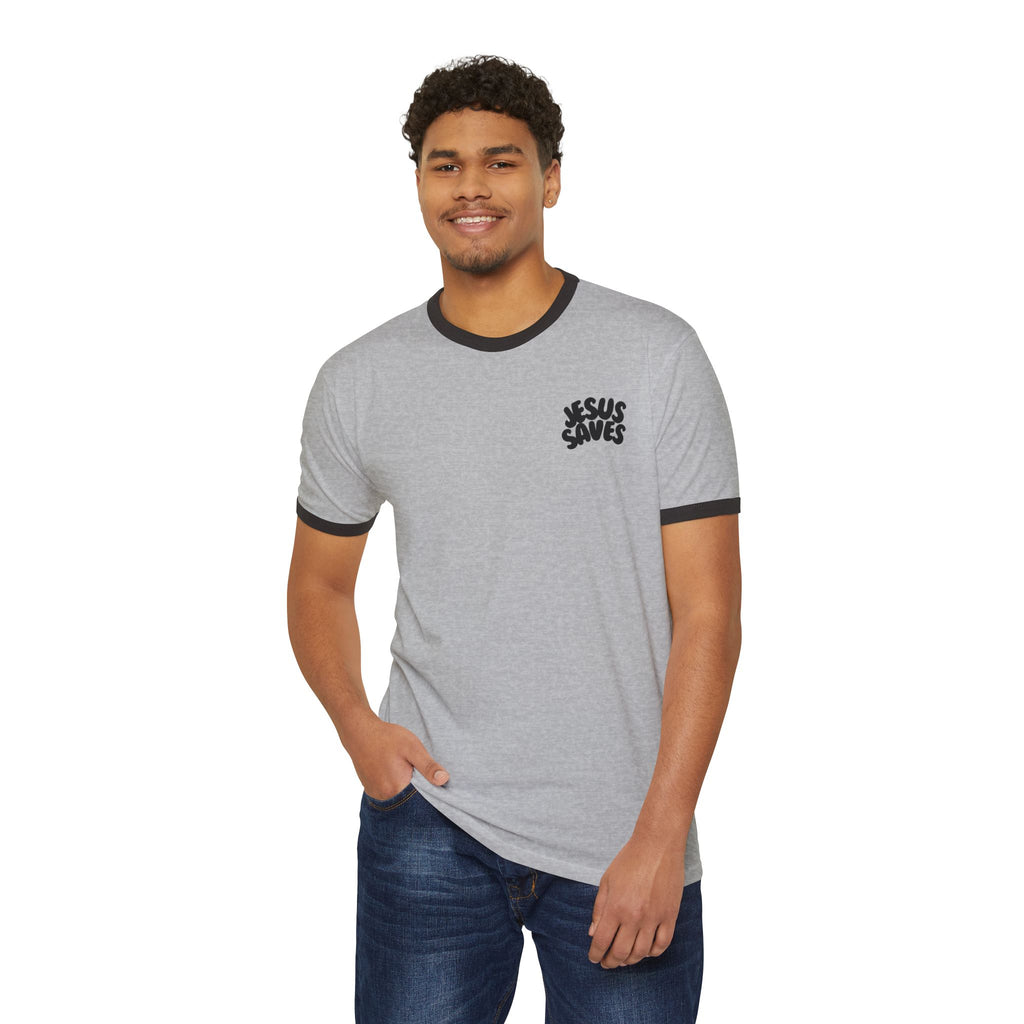 Jesus Saves| Unisex Vintage Ringer T-Shirt.