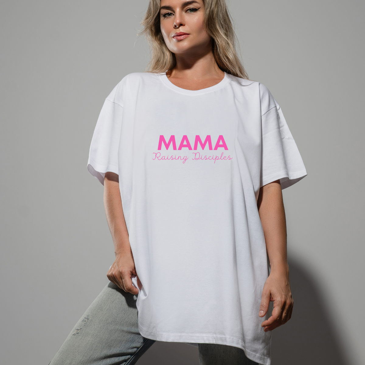 Mama Raising Disciples Oversized Tee | Christian Mom Shirt.