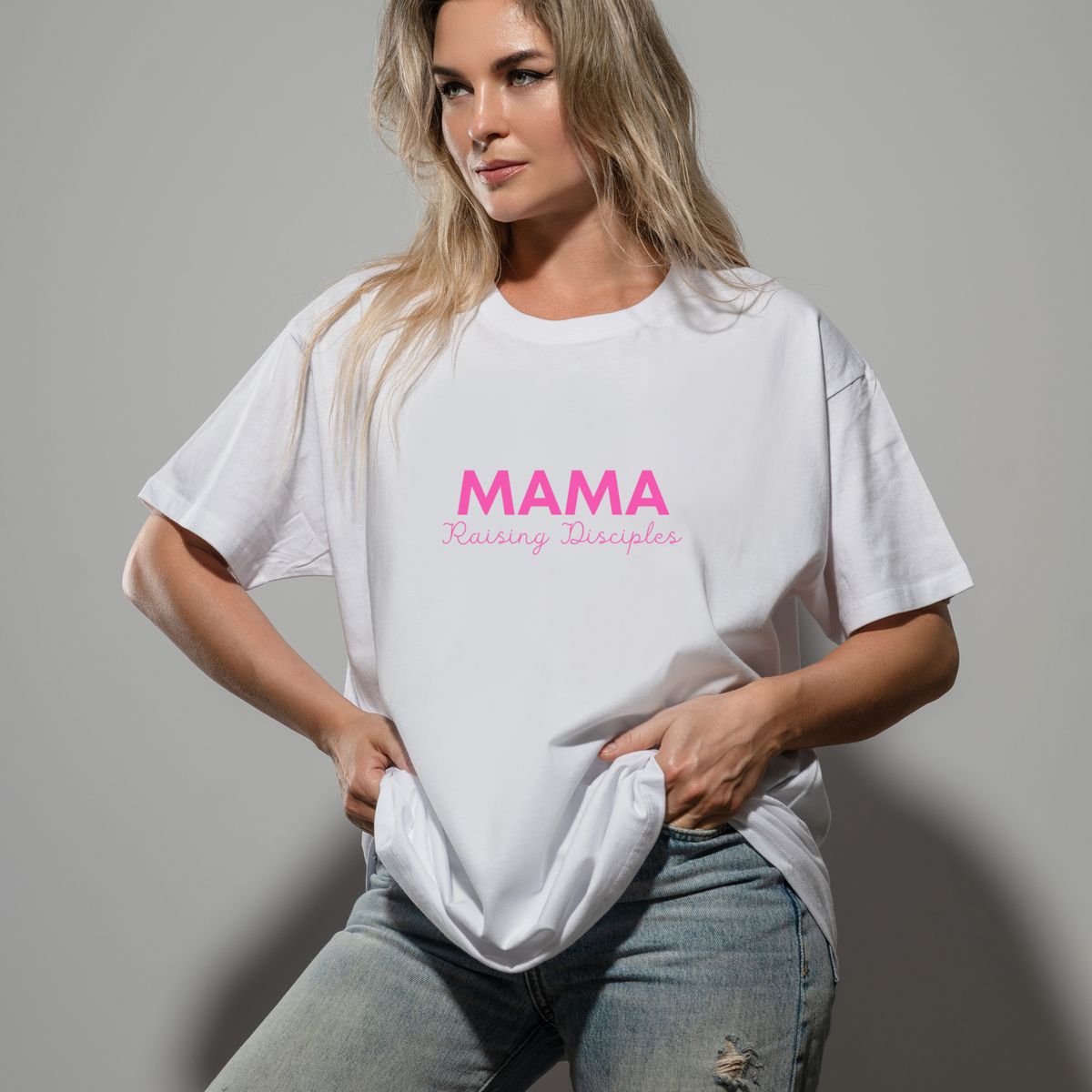 Mama Raising Disciples Oversized Tee | Christian Mom Shirt.