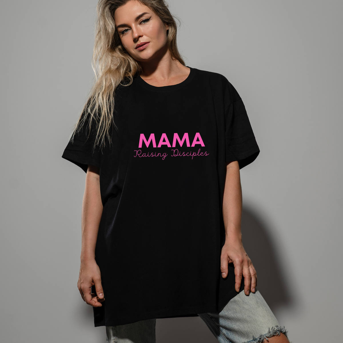 Mama Raising Disciples Oversized Tee | Christian Mom Shirt.