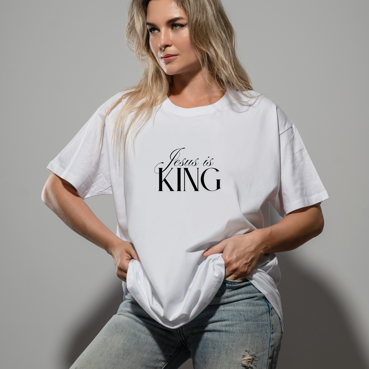 Jesus Is King Oversized Tee | Christian Shirt.