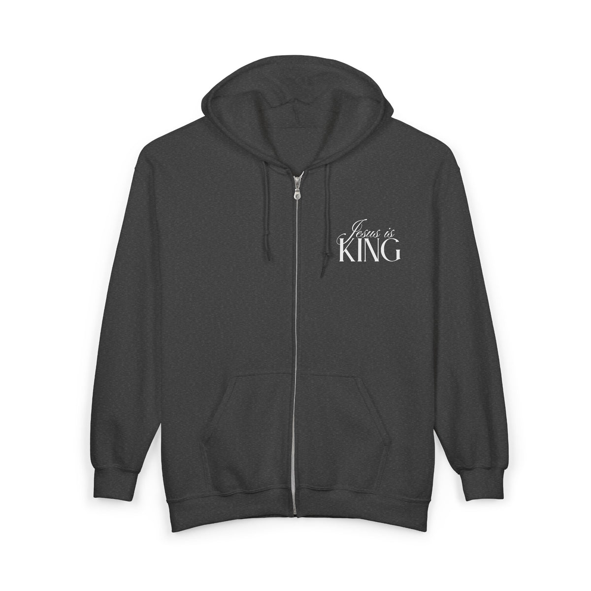 Jesus Is King | Christian Zip Up Hoodie with Bible Verse on Back.
