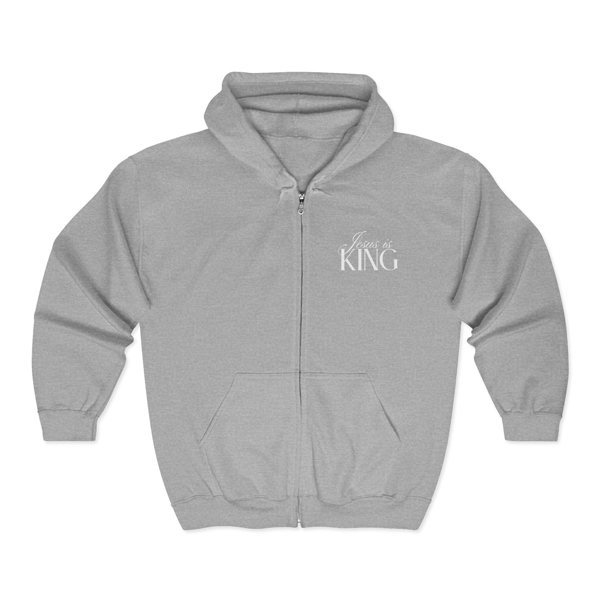 Jesus Is King | Christian Zip Up Hoodie with Bible Verse on Back.