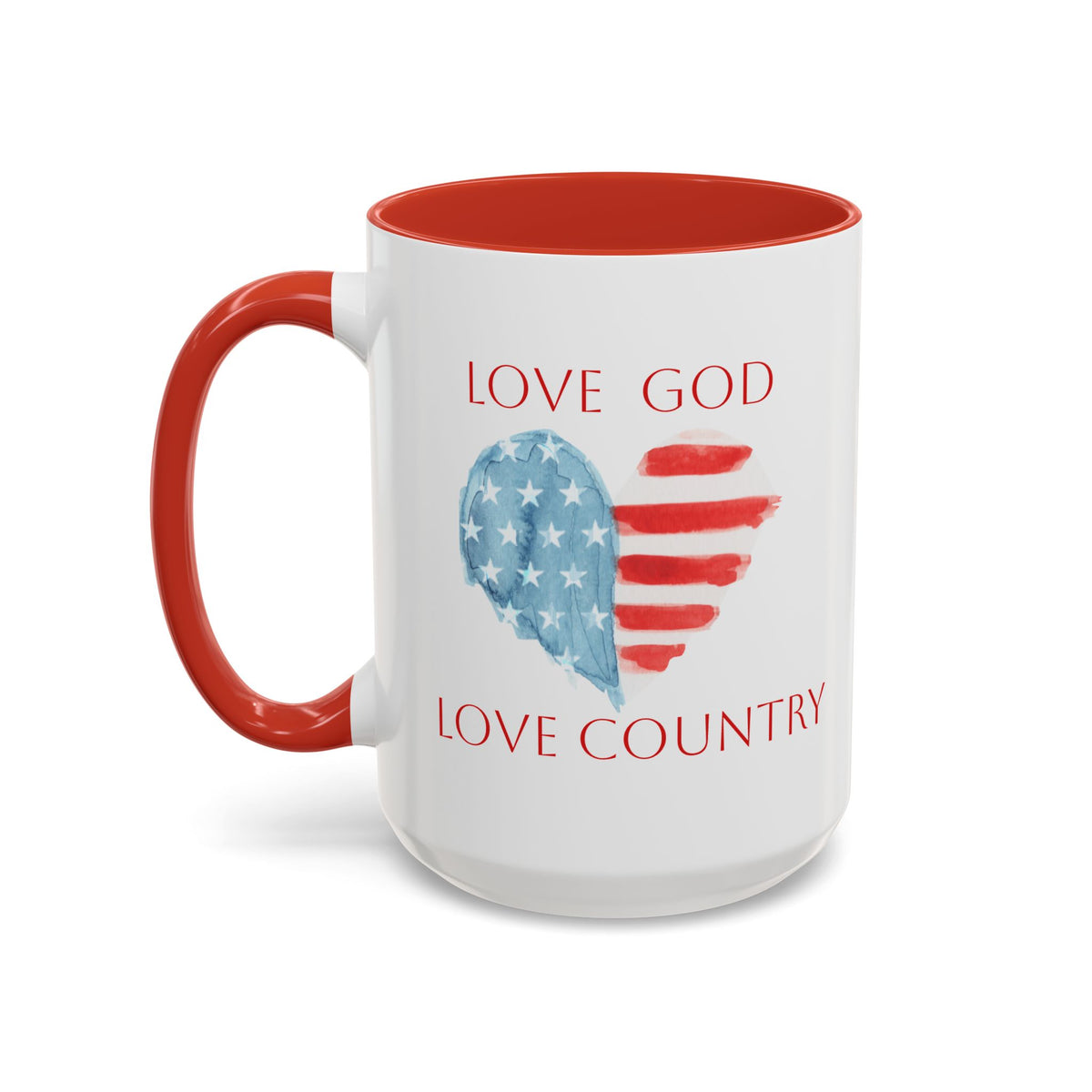 American Patriotic Heart Mug | Faithful Morning Beverage | Accent Mug | 15 oz