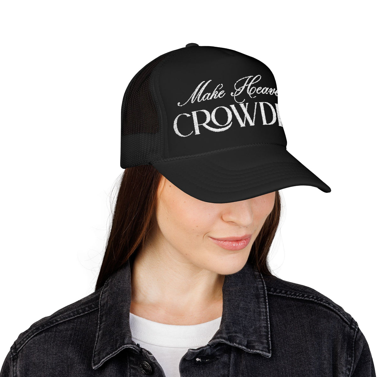 Make Heaven Crowded Embroidered Trucker Hat | Faith Cap.