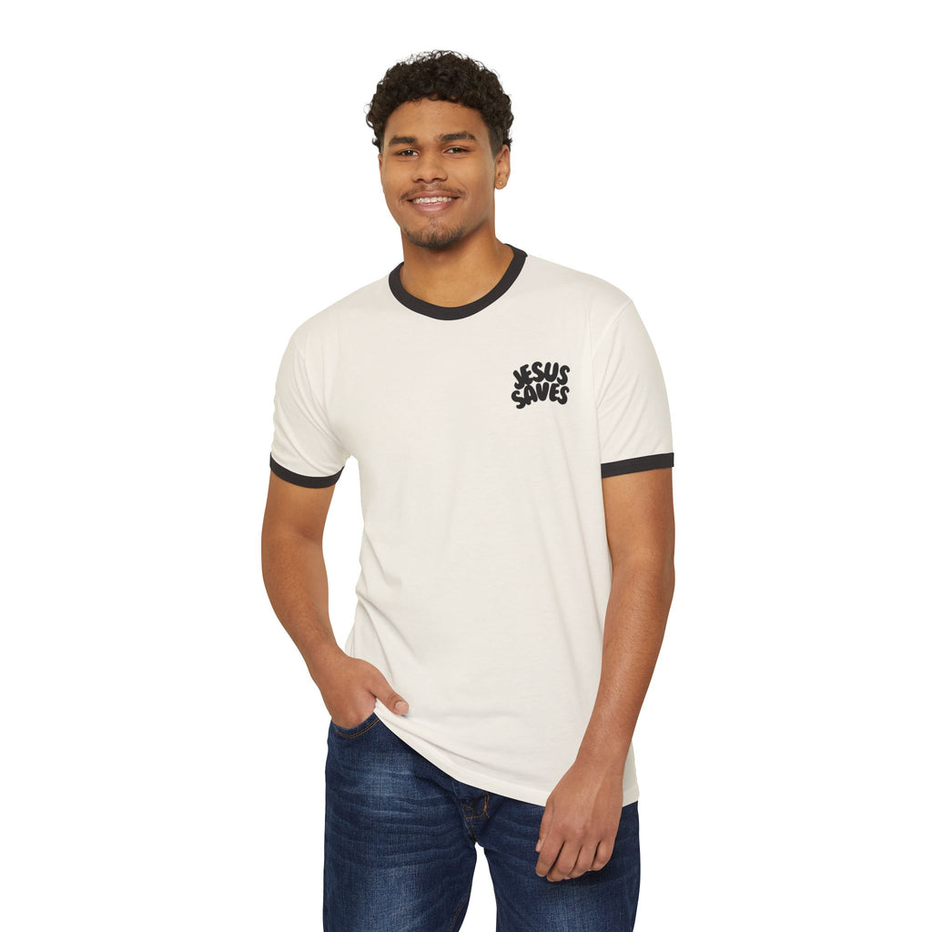 Jesus Saves| Unisex Vintage Ringer T-Shirt.