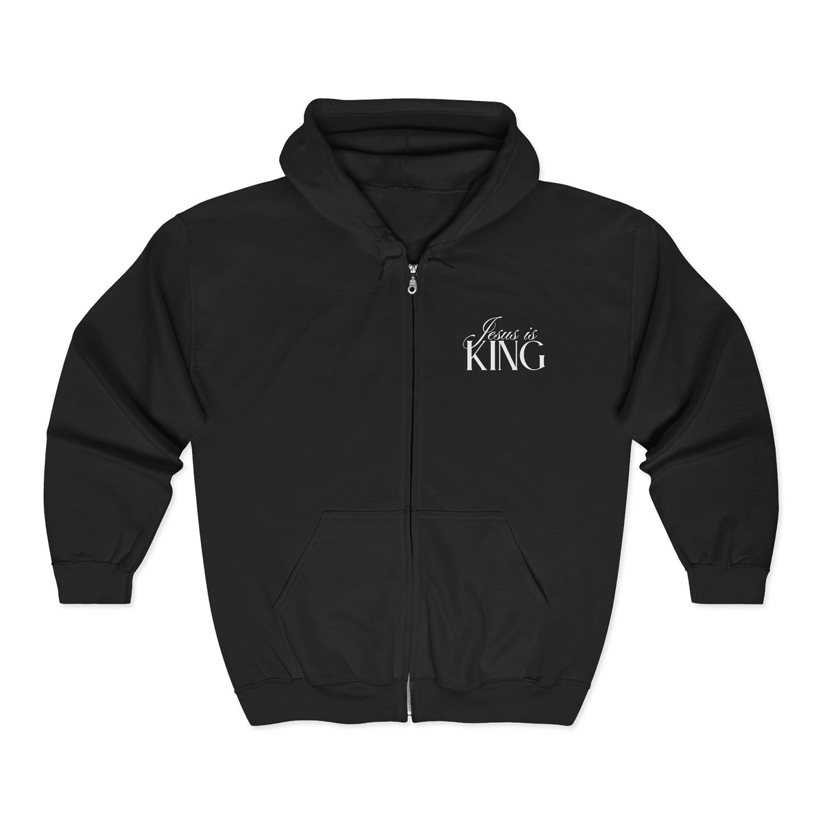 Jesus Is King | Christian Zip Up Hoodie with Bible Verse on Back.