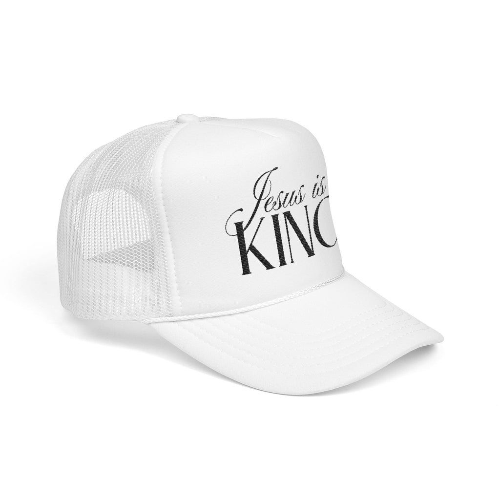 Jesus Is King Trucker Hat | Christian Embroidered Foam Mesh Cap.
