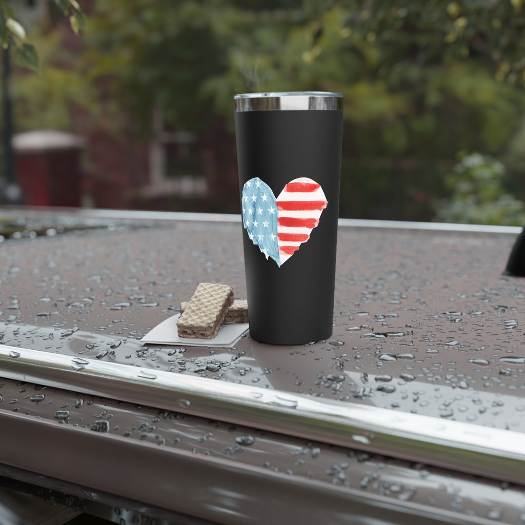 American Patriotic Heart, Diamonds Tumbler | Personalized Insulated Travel Mug, 22 oz.