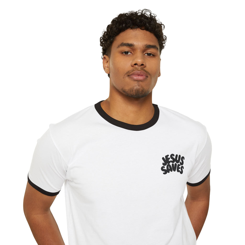 Jesus Saves| Unisex Vintage Ringer T-Shirt.