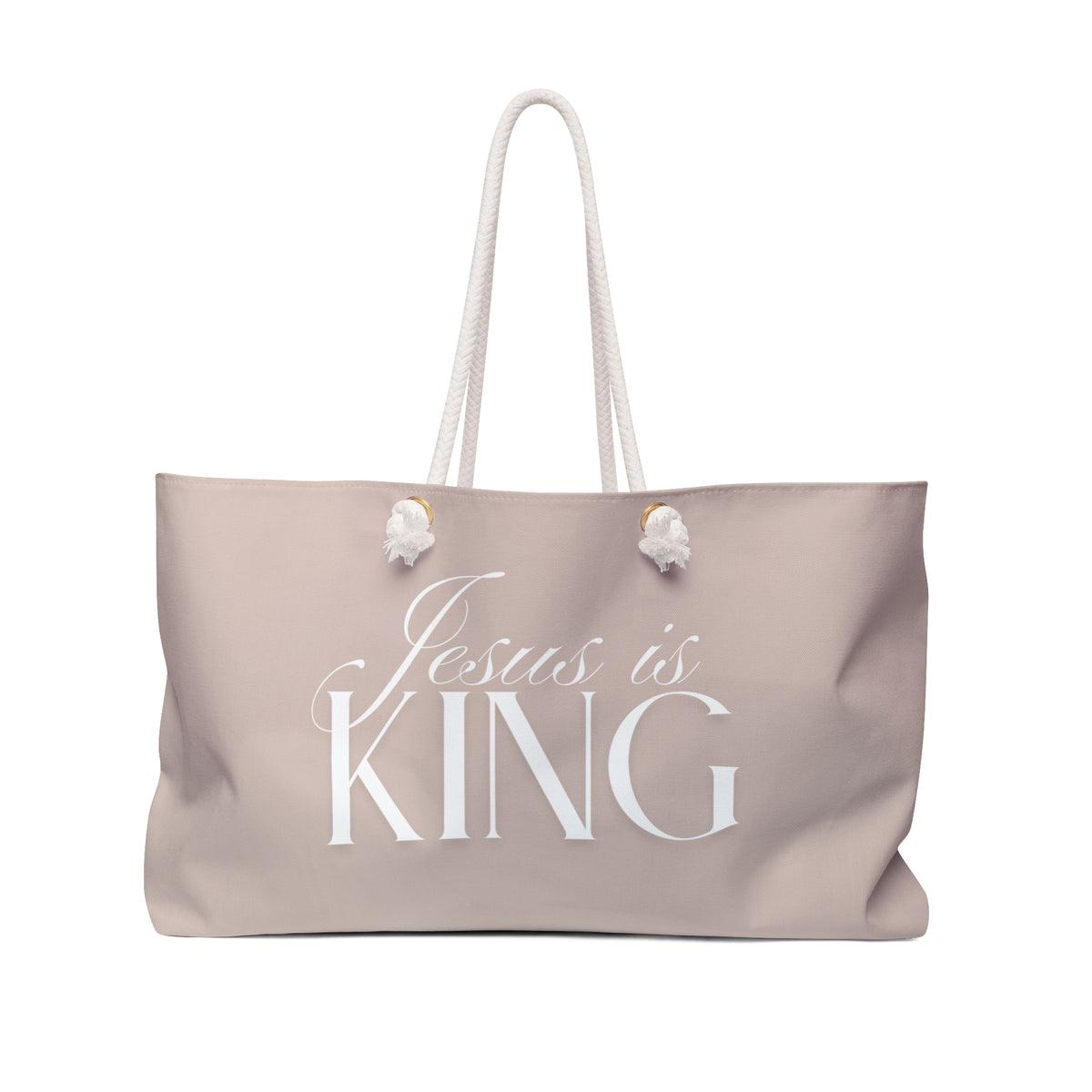Jesus Is King | Weekender Bag, Large Nude Christian Travel Tote.