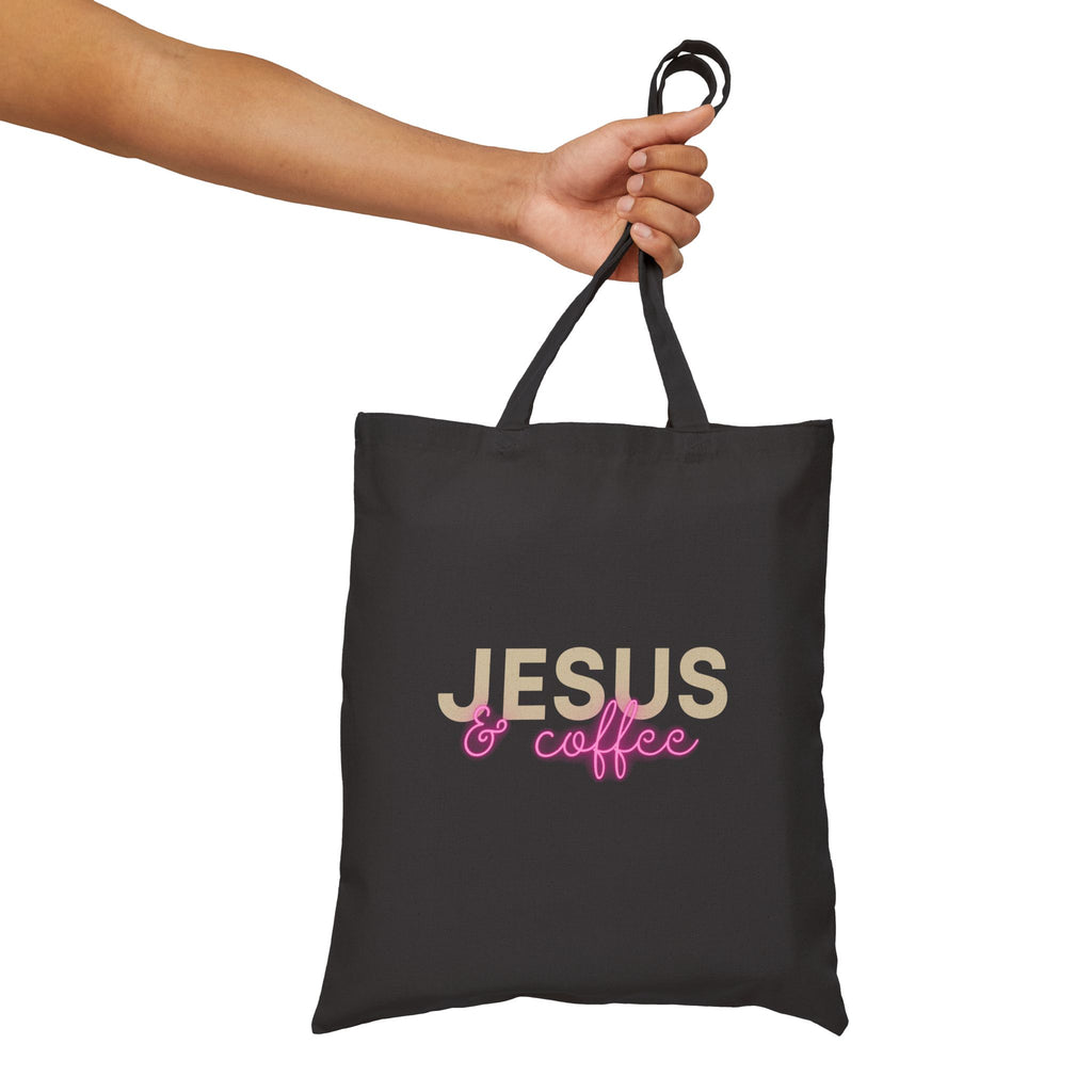 Jesus and Coffee - Black Cotton Tote Bag.