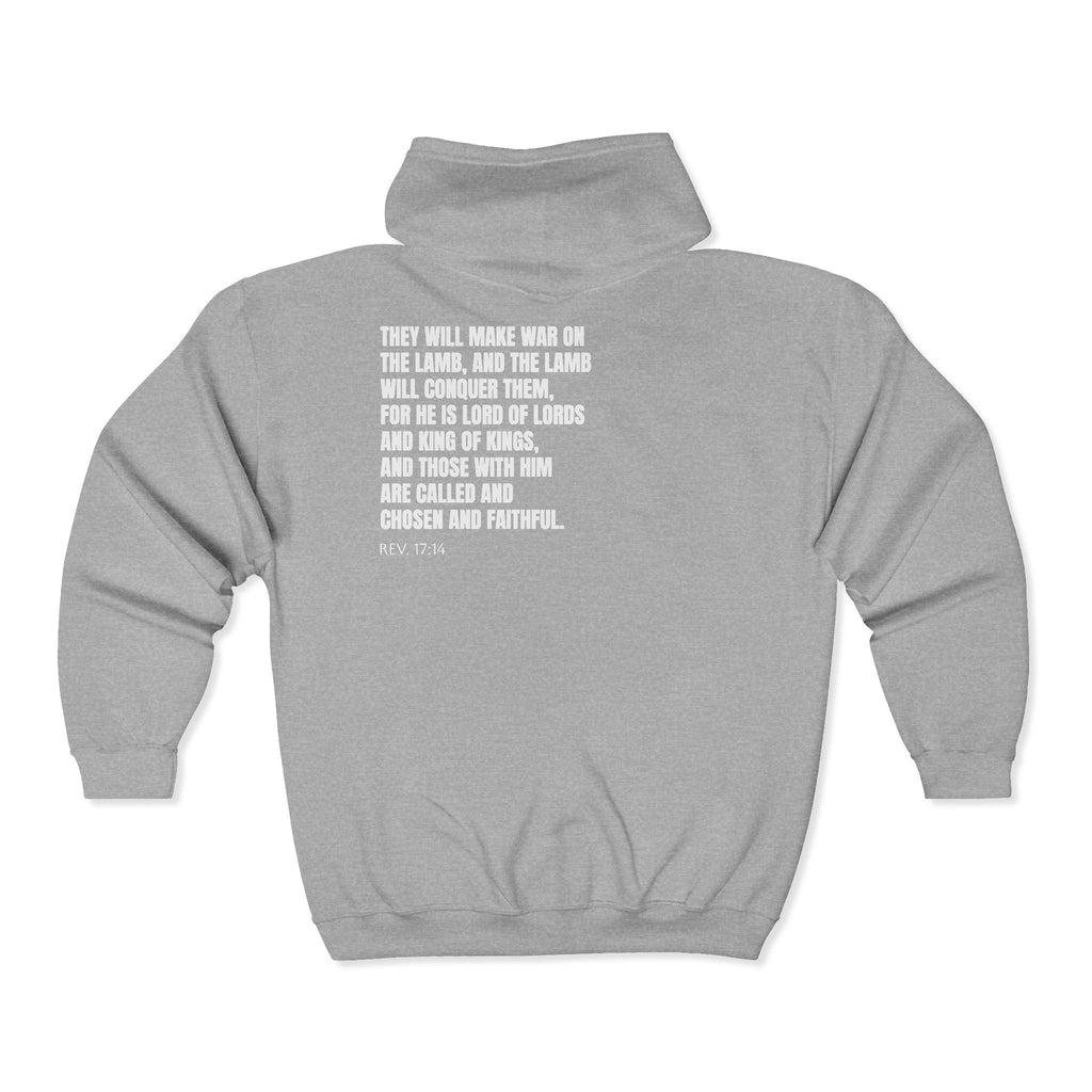 Jesus Is King | Christian Zip Up Hoodie with Bible Verse on Back.