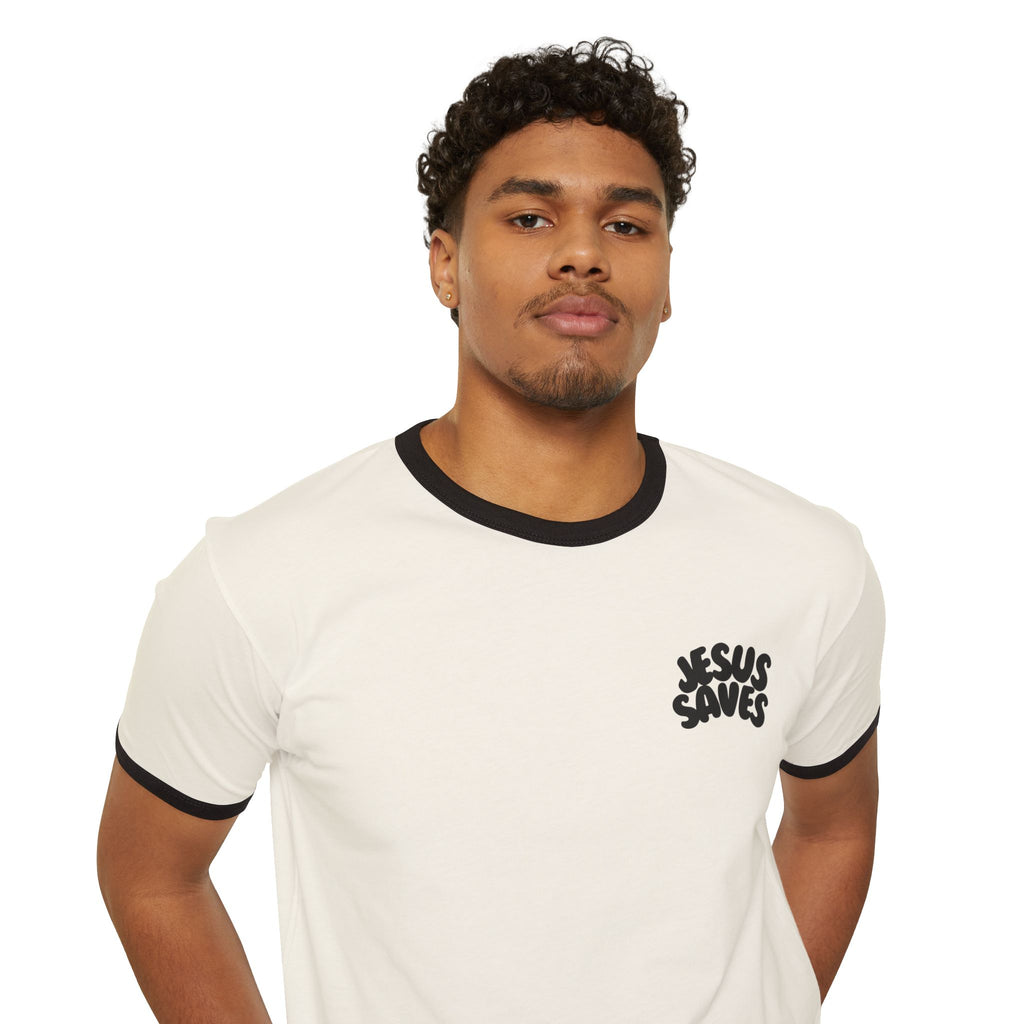 Jesus Saves| Unisex Vintage Ringer T-Shirt.