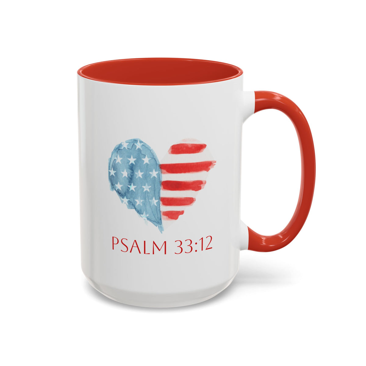 American Patriotic Heart Mug | Faithful Morning Beverage | Accent Mug | 15 oz