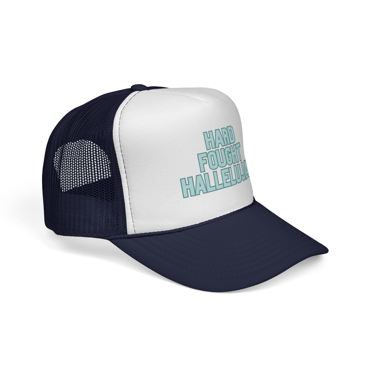 Hard Fought Hallelujah Trucker Hat | Teal Christian Cap