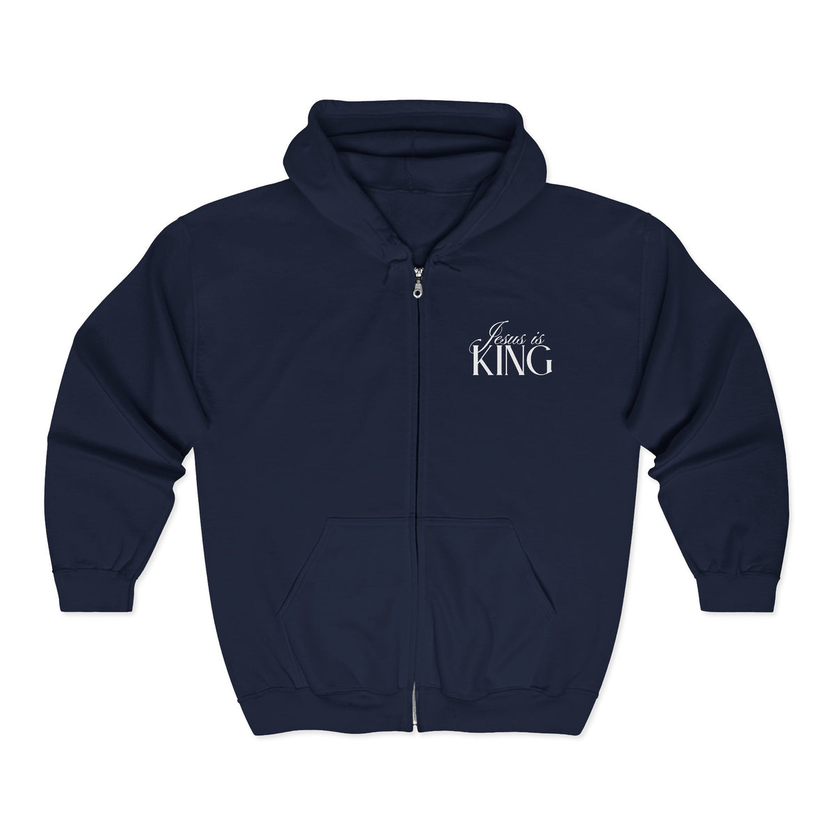 Jesus Is King | Christian Zip Up Hoodie with Bible Verse on Back.