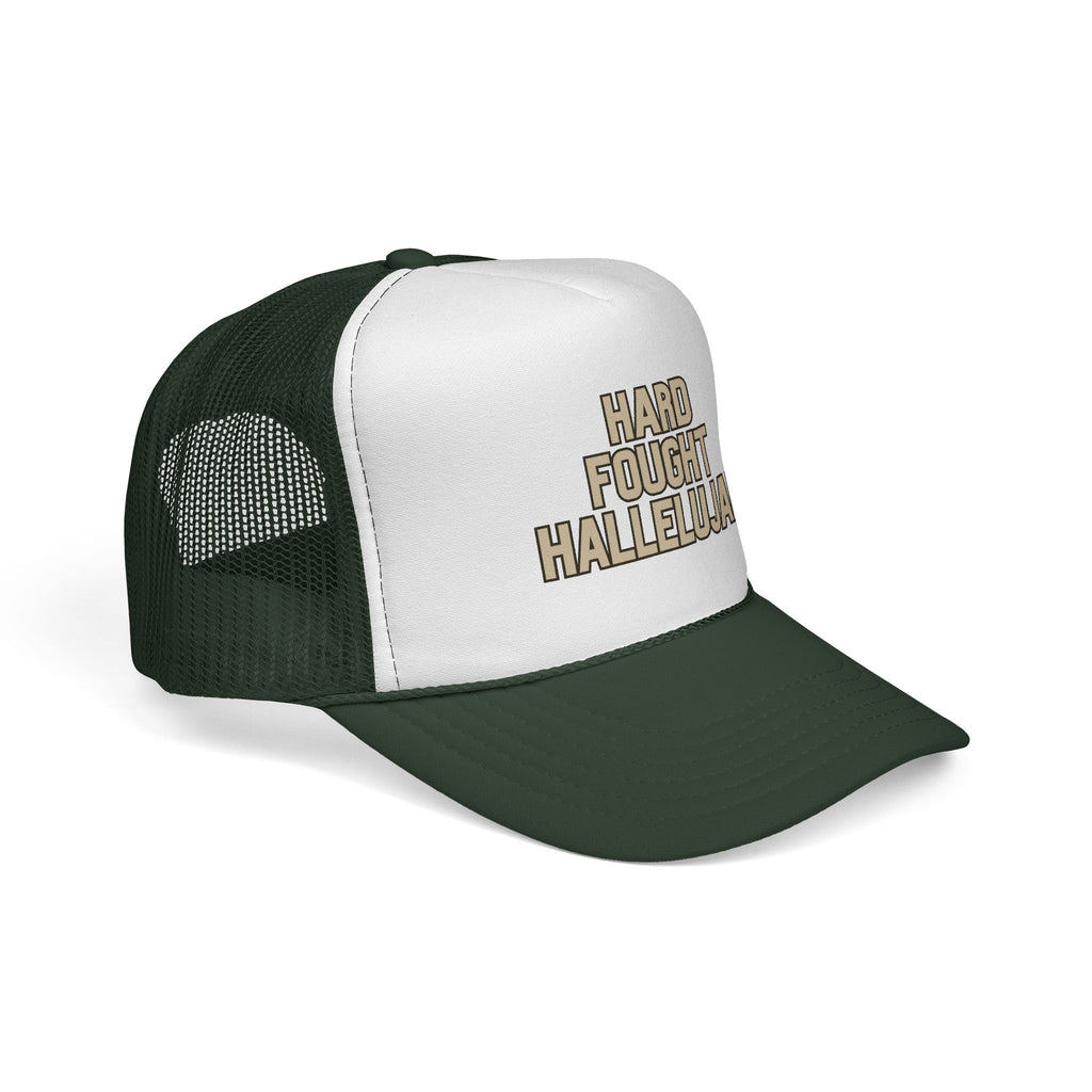 Hard Fought Hallelujah Trucker Hat | Tan Christian Cap