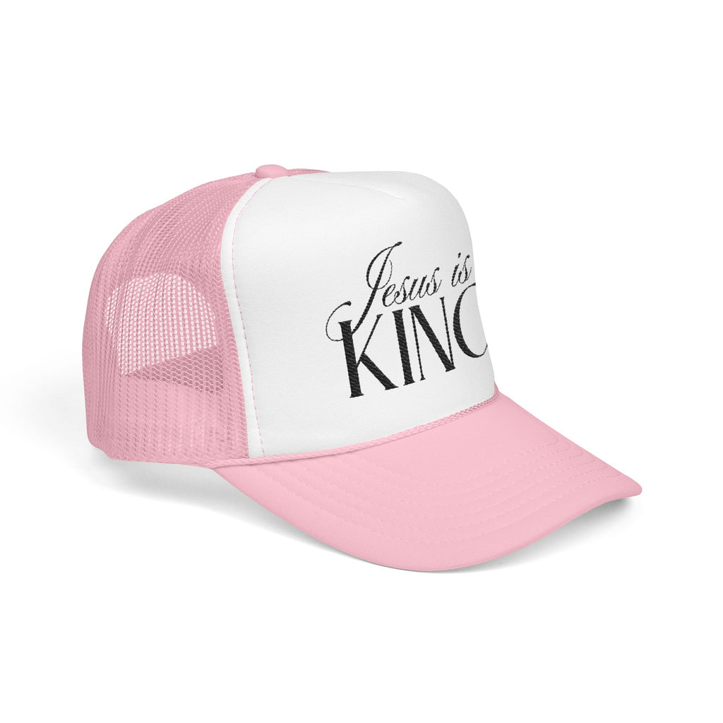 Jesus Is King Trucker Hat | Christian Embroidered Foam Mesh Cap.