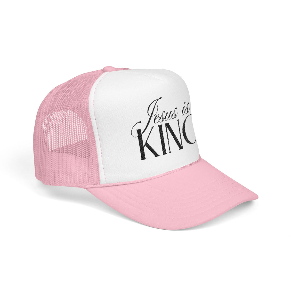 Jesus Is King Trucker Hat | Christian Embroidered Foam Mesh Cap.